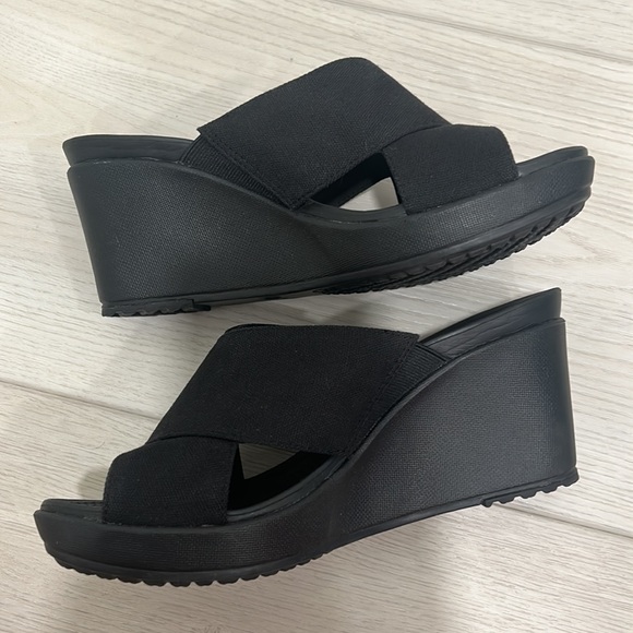 Women’s crock heels elastic  cross cross black size 7 - Picture 4 of 5